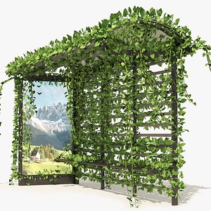 3D 3 Bus Station with Climbing plant