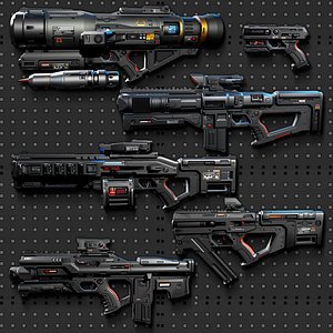 3D PACK - 6 SCIFI Weapons