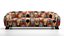 Gebogenes Sofa mit ethnischem Ikat-Stoffdesign