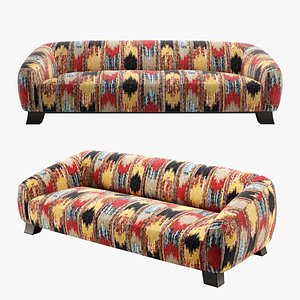 Curved Sofa Ethnic Ikat Fabric Design