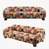 Curved Sofa Ethnic Ikat Fabric Design