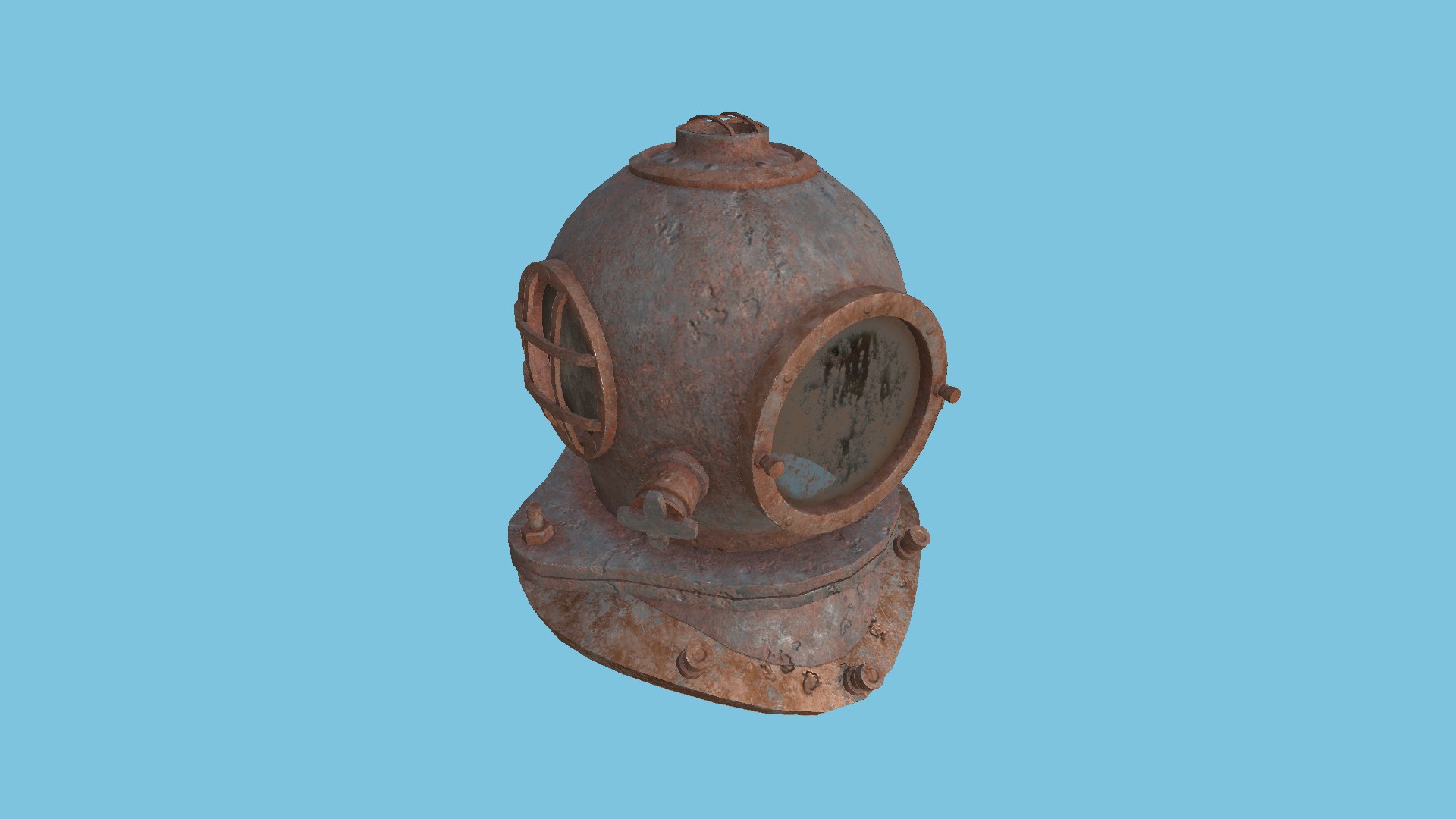 3D Diving Helmet 03 - -Destroyed Rust - Character Design Fashion ...