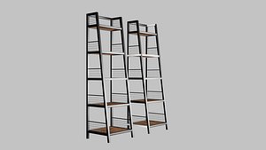3D model Loft Style Industrial Shelf 3D Model  Metal Storage Rack with Wooden Planks FBX OBJ Blender 3ds