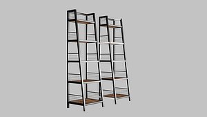 Loft Style Industrial Shelf 3D Model Metal Storage Rack with Wooden Planks FBX OBJ Blender 3ds