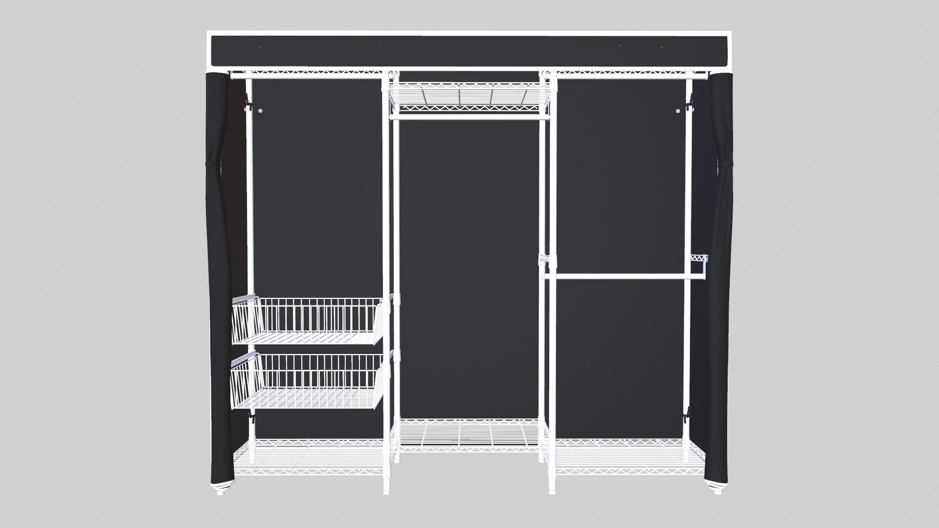 3D Portable Closets Heavy Duty Clothes Rack With Slid Basket ...