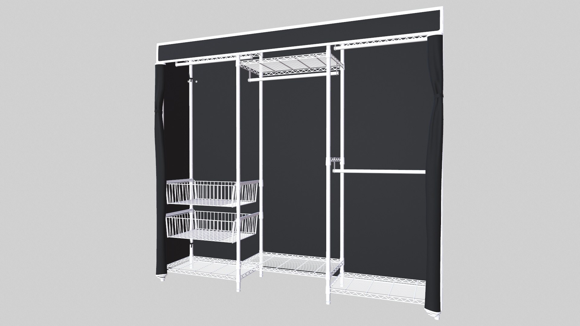 3D Portable Closets Heavy Duty Clothes Rack With Slid Basket ...