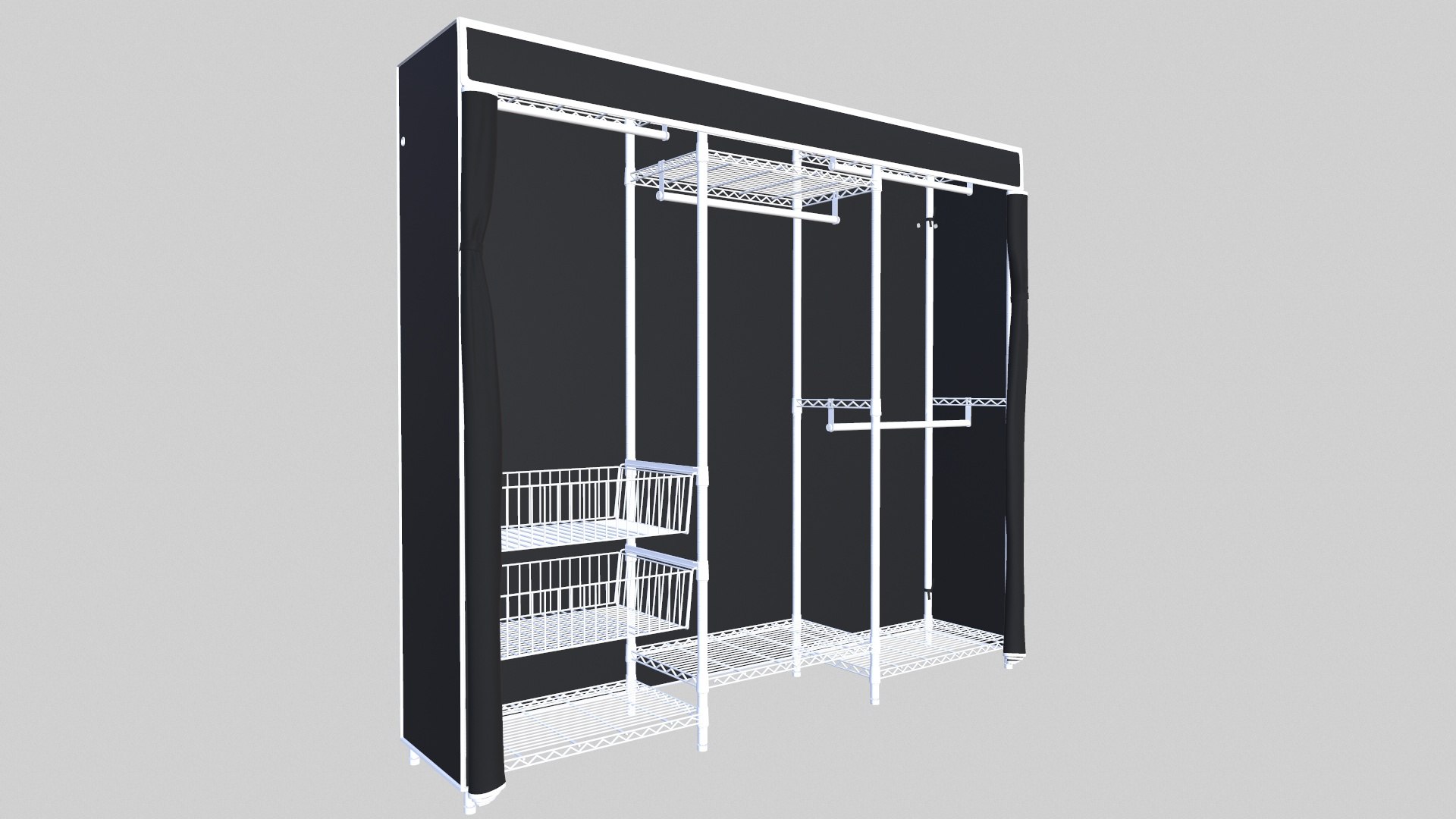 3D Portable Closets Heavy Duty Clothes Rack With Slid Basket ...