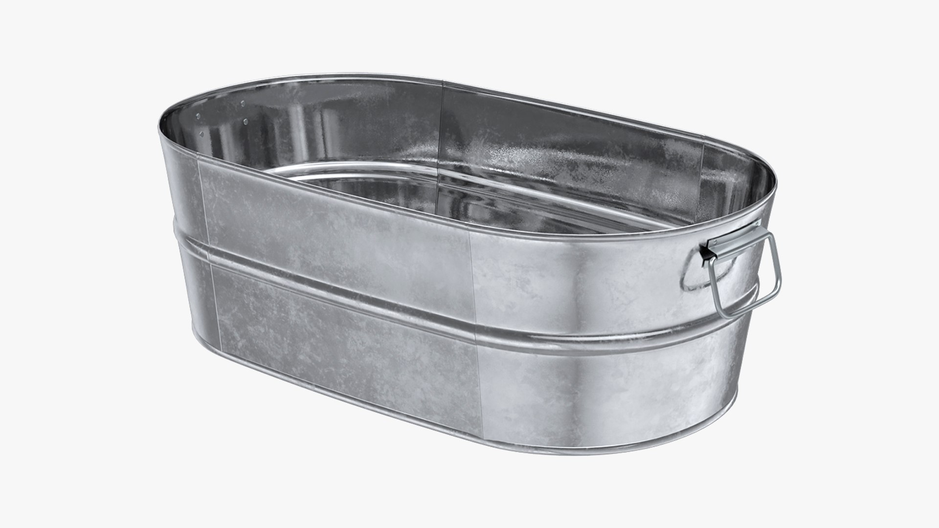 Galvanized Oval Tub 3D model preview