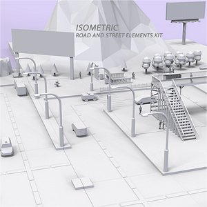 Isometric Road and Street Elements Kit