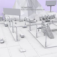 Isometric Road and Street Elements Kit