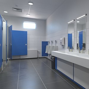3D model realistic restroom public