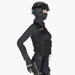 swat woman european rigged 3D model
