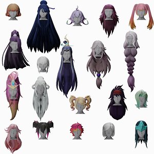 20 STYLIZED FEMALE HAIR MODELS PACK 5 model