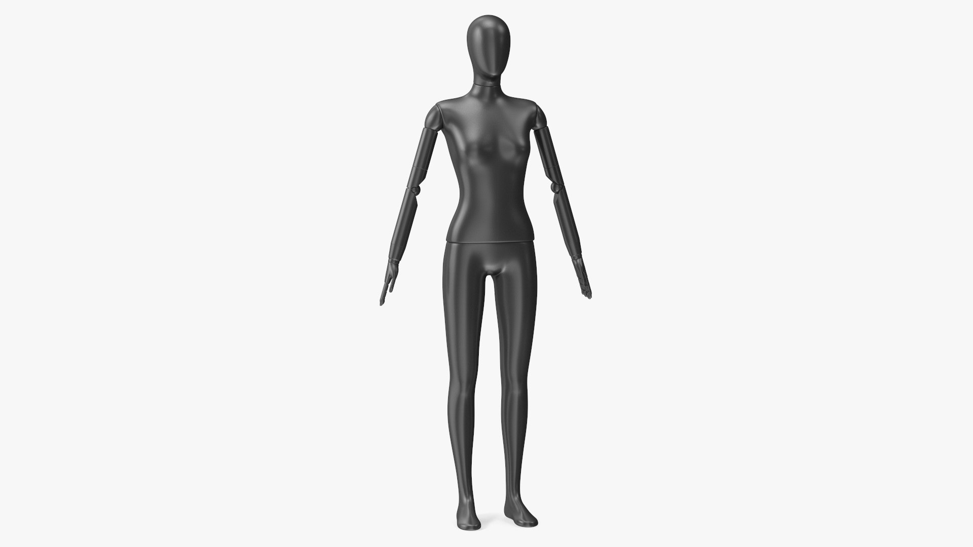 Flexible Female Mannequin Neutral Pose Satin Black 3D model preview