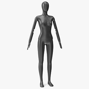 Flexible Female Mannequin Neutral Pose Satin Black 3D model