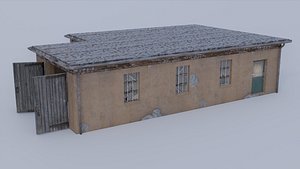 3D Small old train shed model