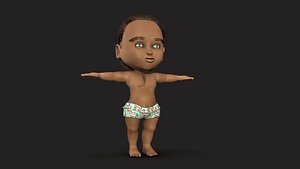 cartoon boy baby hair 3D