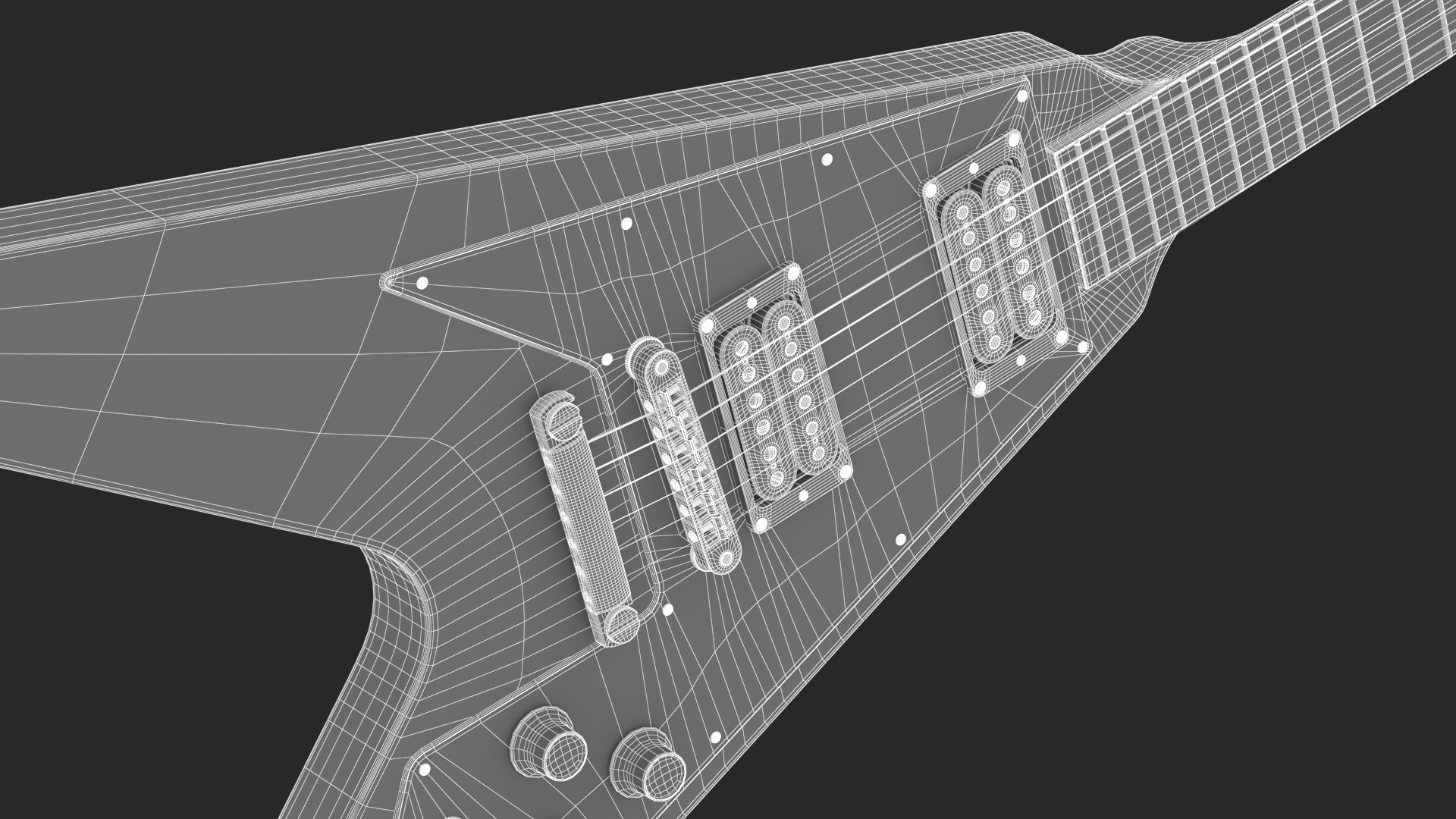 3D Gibson Flying V Black Electric Guitar model TurboSquid 2083304