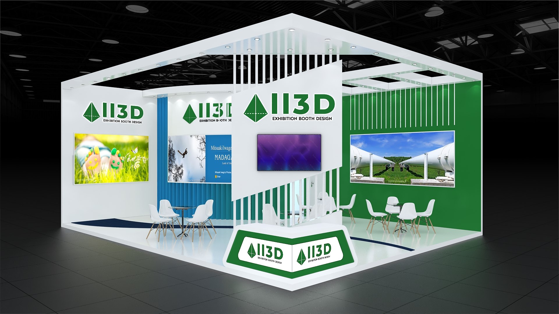 modelo 3d Stand de exposición Puesto de dos lados abierto 9X7 ...