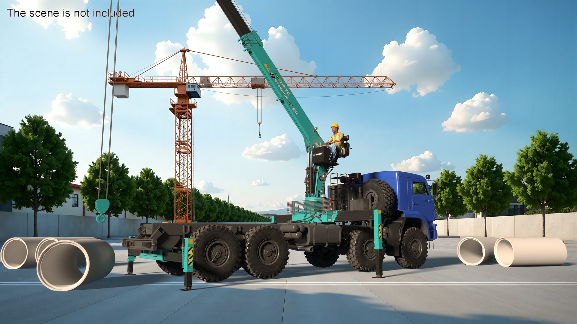 Hyundai HLC 8016 Crane Rigged 3D model preview