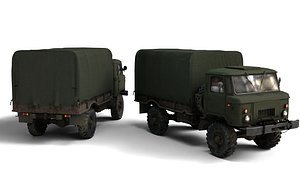 3D 1966 Gaz 66A High-Detail Rigged Soviet Military Truck 3D Model
