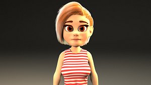 cartoon young girl 3D