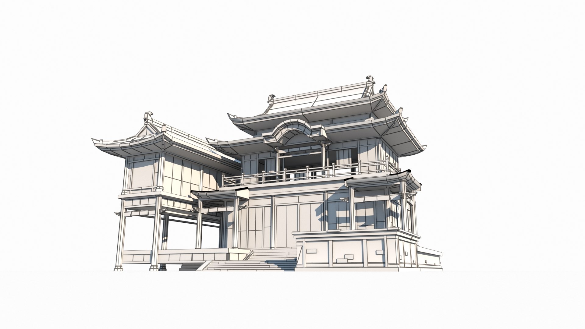 Large Stage Of Ancient Asian Architecture 3D Model - TurboSquid 2066738