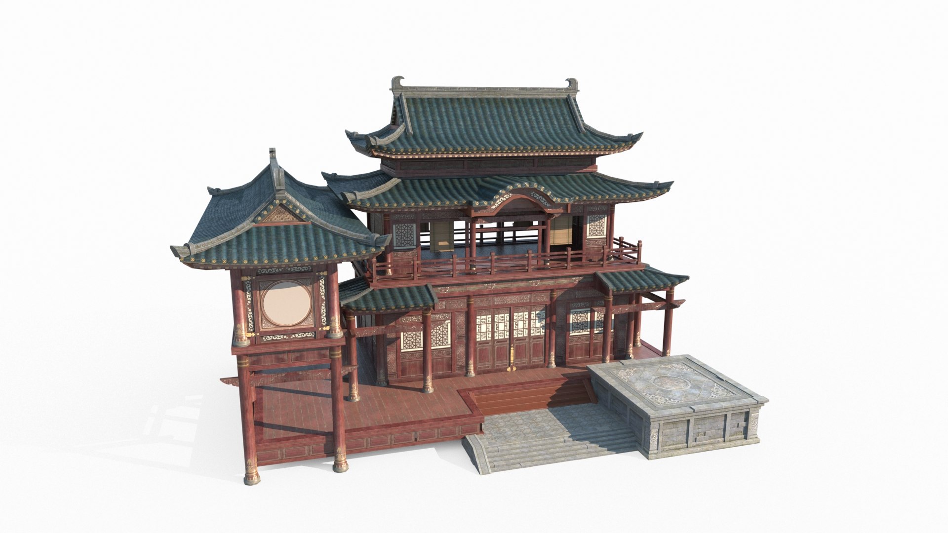 Large Stage Of Ancient Asian Architecture 3D Model - TurboSquid 2066738