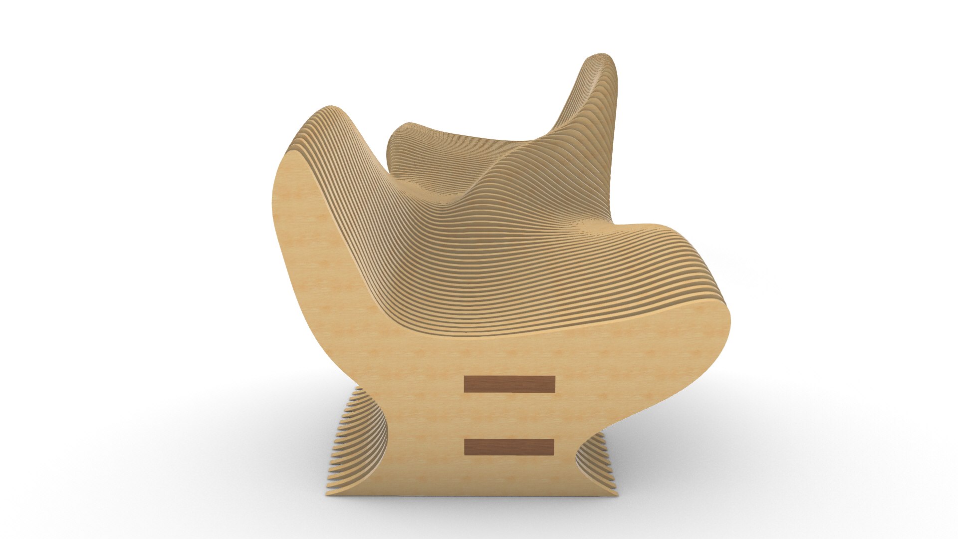3D Model Double Sided Wavy Bench - TurboSquid 2344561