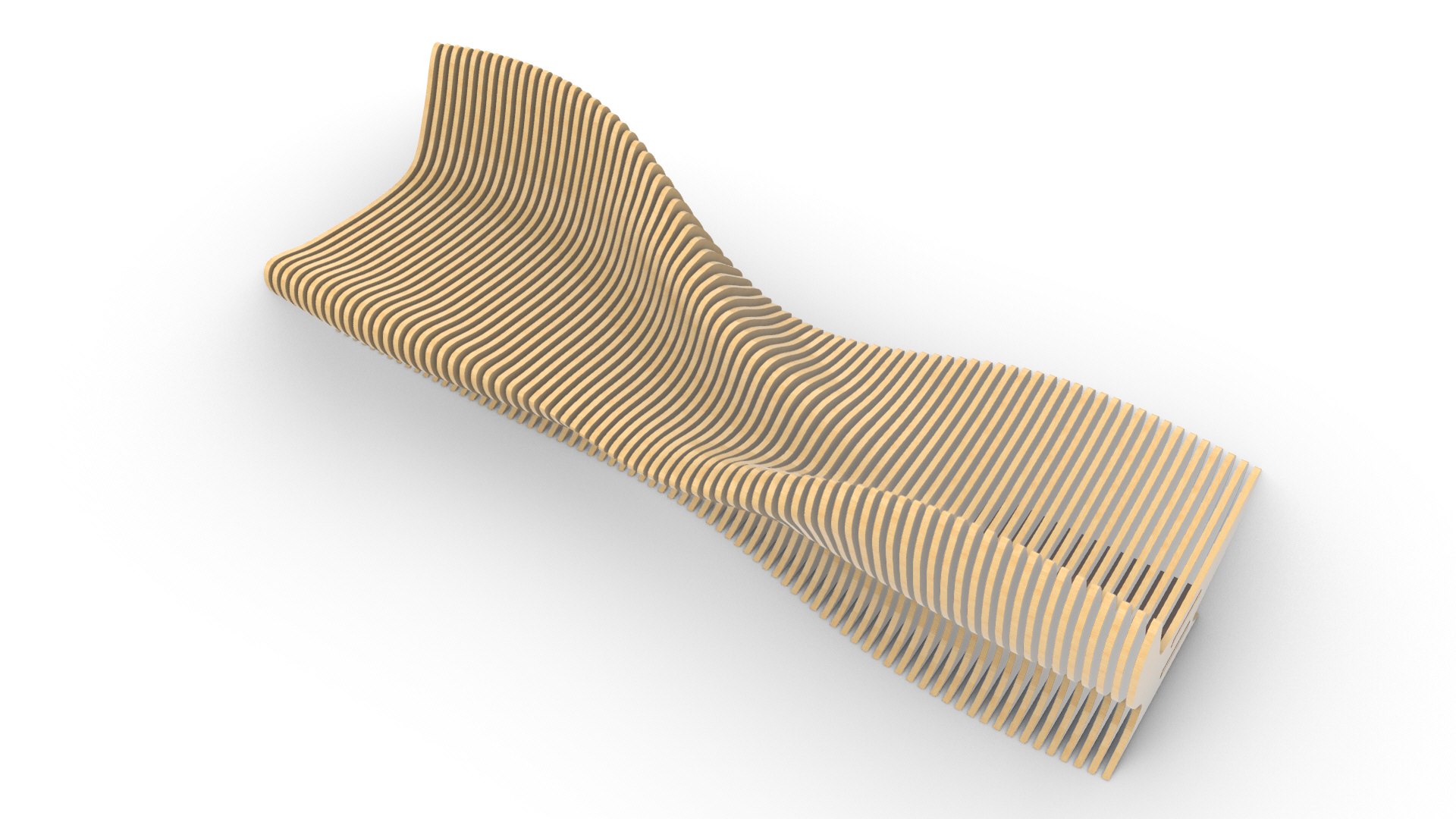 3D Model Double Sided Wavy Bench - TurboSquid 2344561