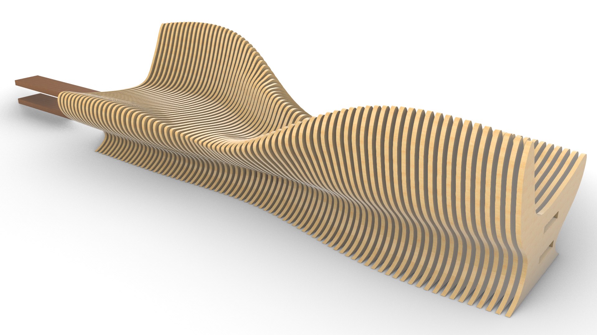 3D Model Double Sided Wavy Bench - TurboSquid 2344561