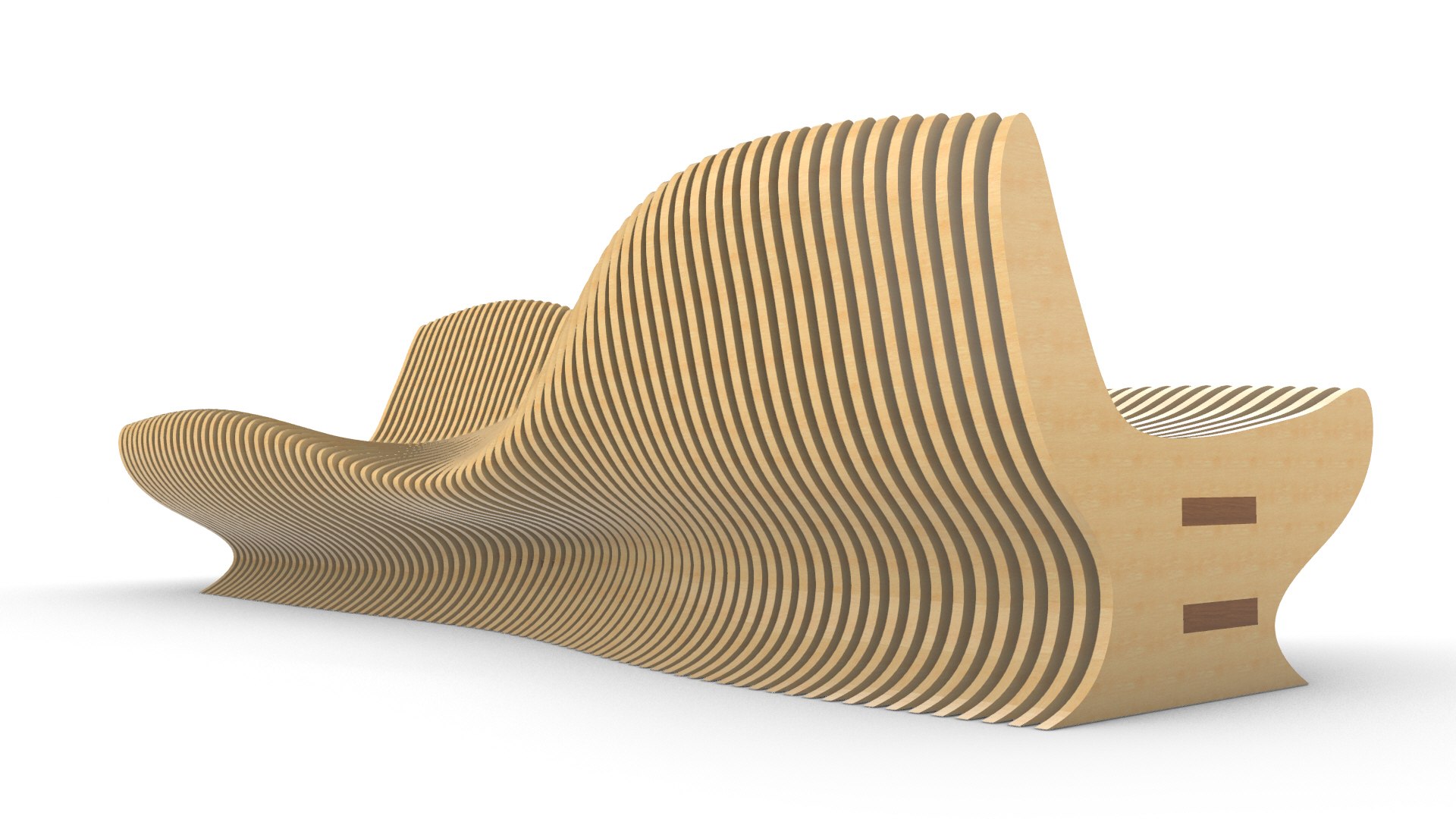 3D Model Double Sided Wavy Bench - TurboSquid 2344561