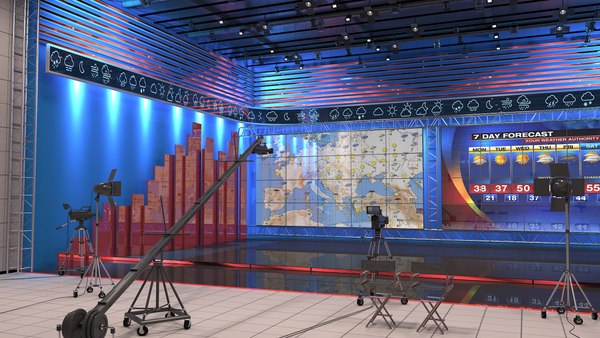 3D tv weather forecast studio set - TurboSquid 1535044