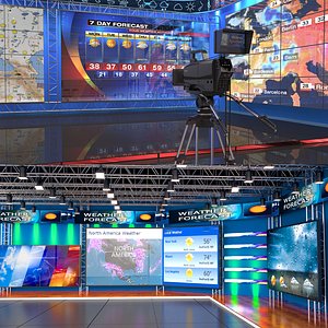 3D tv weather forecast studio set