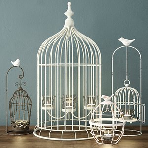 antique birdcage cage 3d model