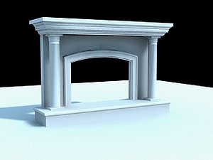 3dsmax limestone fireplace