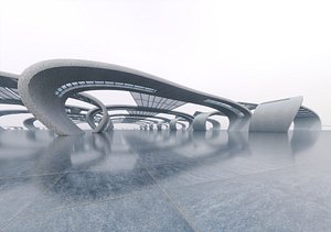 Futuristic Vaulted Corridor - Architectural Background- V2U2