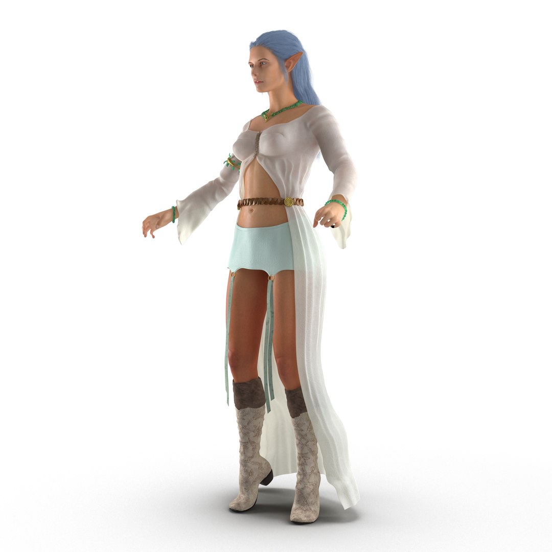 Female Elf Rigged 2 3D model preview