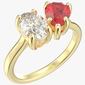 3D Cocktail Ring Design Oval And Pear Shape Gesmtone-JCNP-04 3D PRINT MODEL