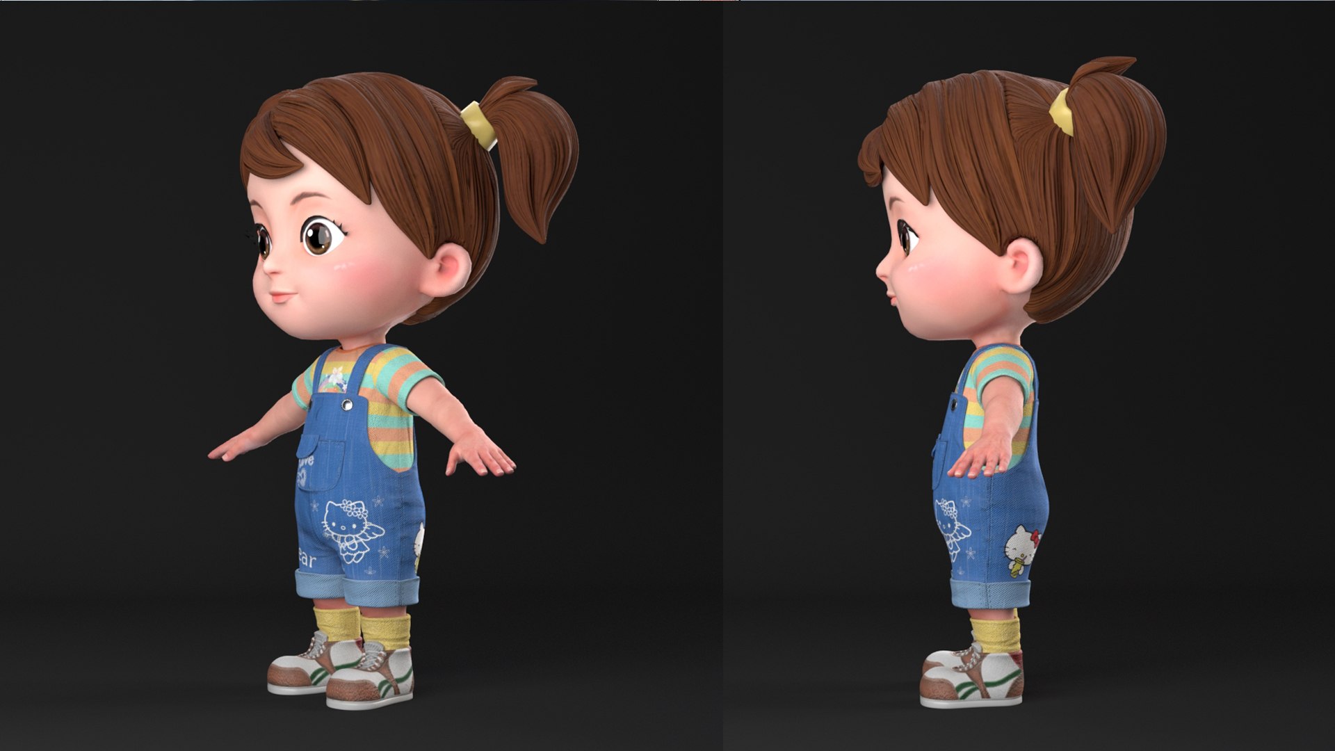 3d Cartoon Girl Model Turbosquid 2041322