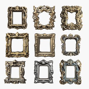 Baroque picture frames Pack 9 3D