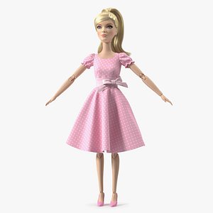 3D model Barbie Doll in Pink Dress Rigged