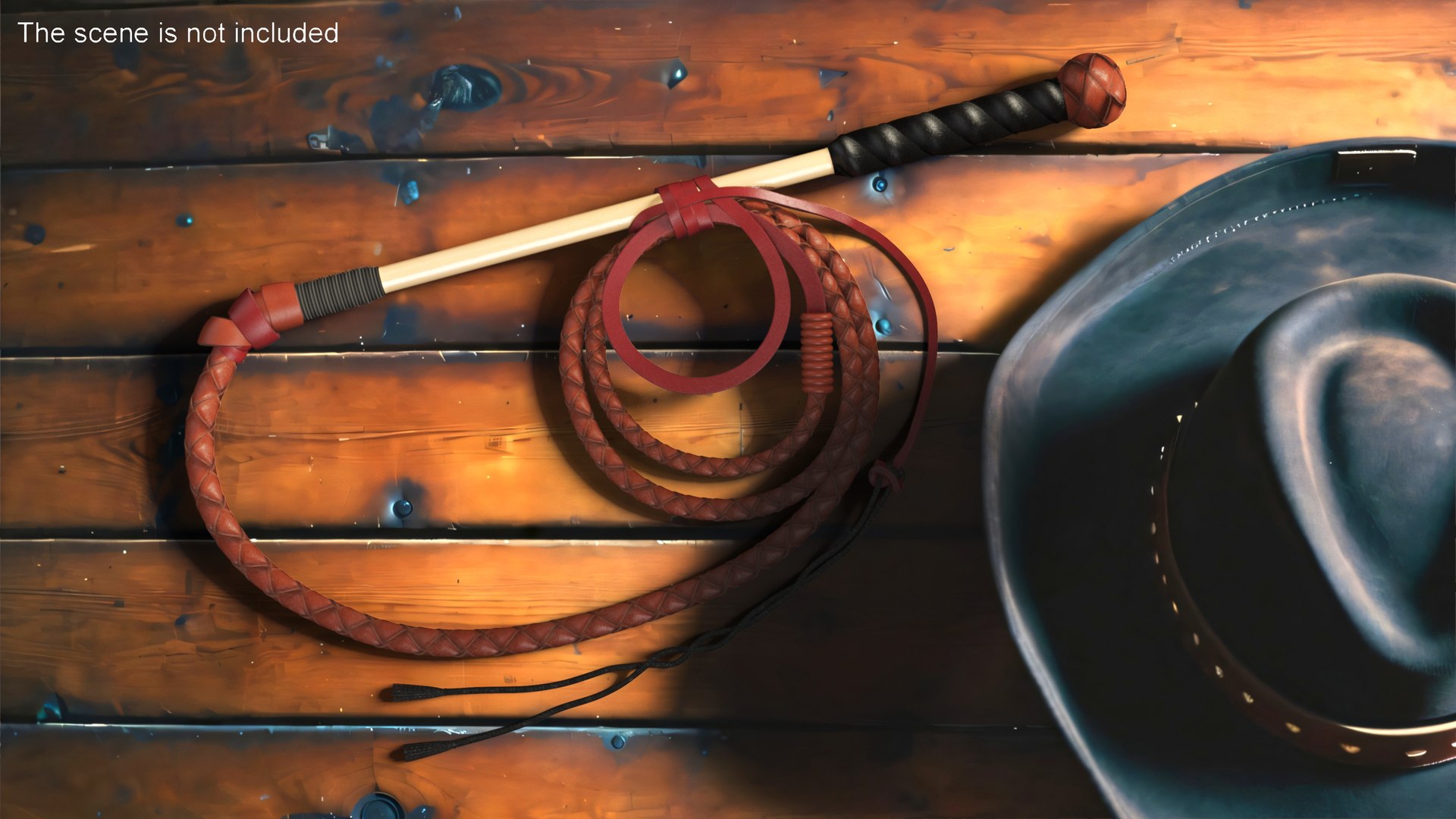 Leather Whip Braided Brown Rigged for Cinema 4D 3D model preview