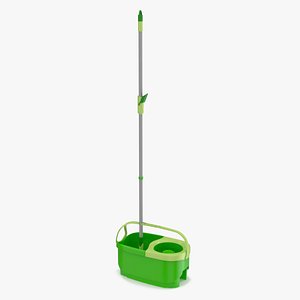 Plastic Bucket with Mop Green
