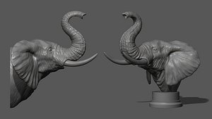 Elephant raised its head 3D