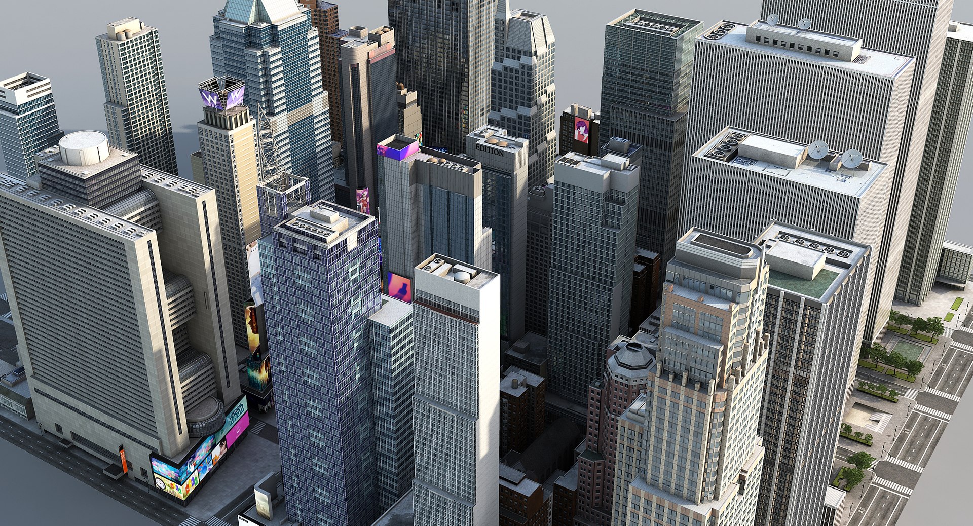 Manhattan District Times Square B Low Poly 3D Model - TurboSquid 2209934