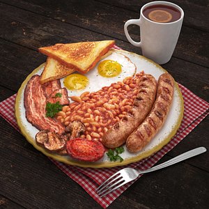 3D english breakfast model