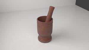 3D wood mortar pestle 13 model