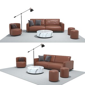 Leather sofa set 3D model