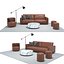 Leather sofa set 3D model